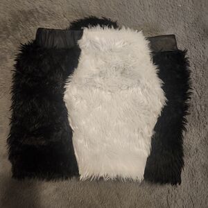 Black and White Faux Fur Skirt